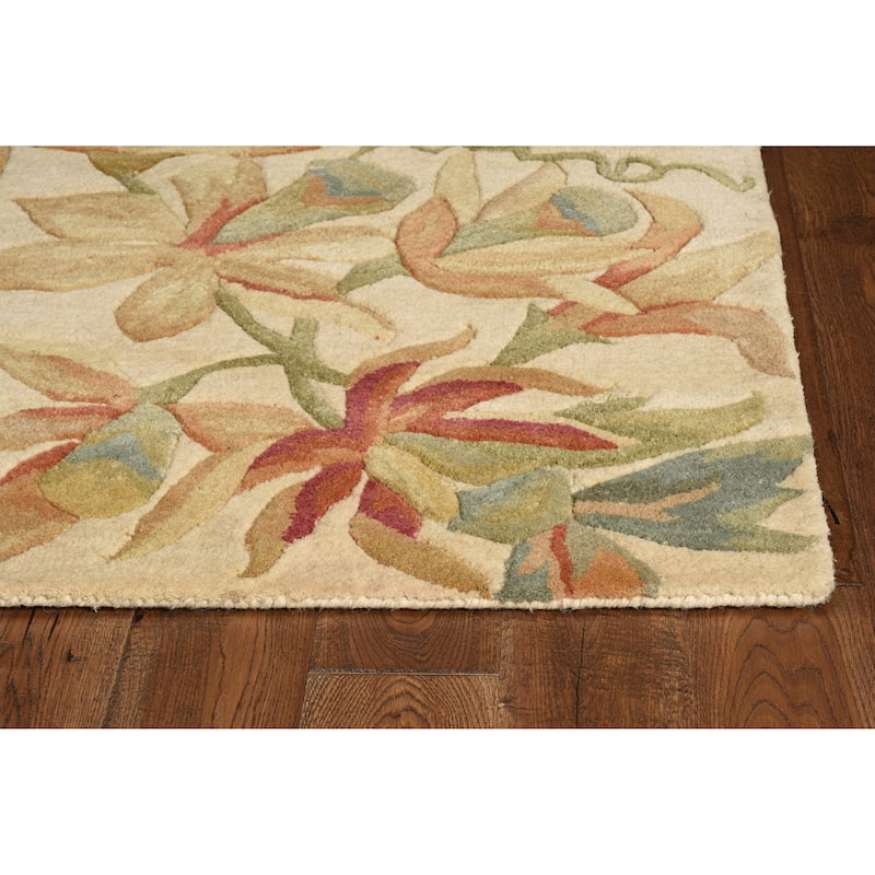 Copper Grove Hand-tufted Wool Floral Area Rug - 2'6" x 10' Runner - Ivory