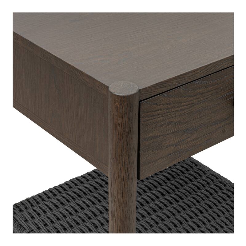 NADAAL STUDIOS Corlan Nightstand, Oak Frame with Paper Rope Shelf 1-Drawer Bedside Table, Brown