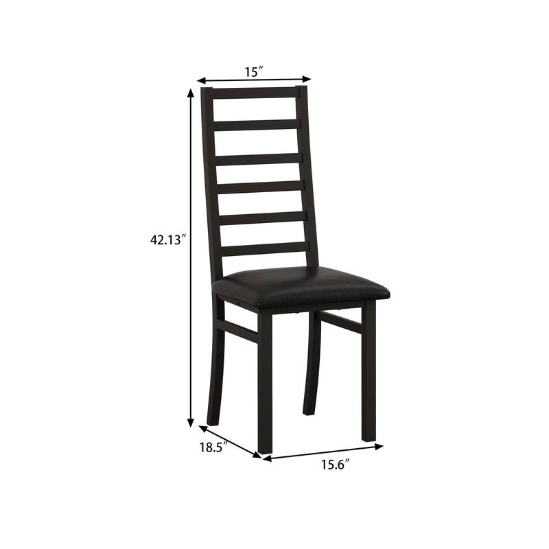 5-Piece Dining Set with Stretch Table and 4 High-Back Leather Chairs