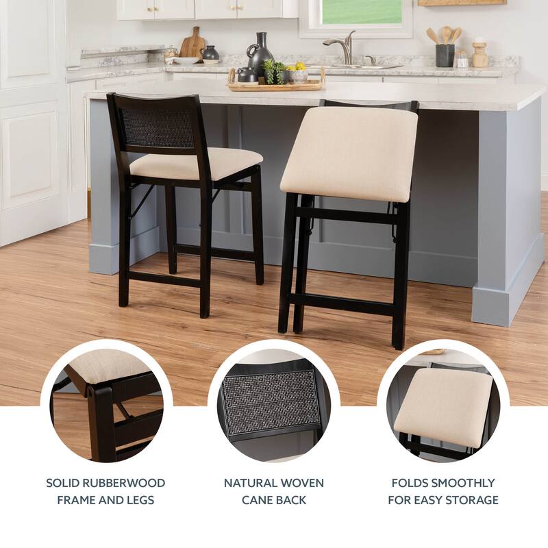 Linon Bauer Cane Back Folding Counter Stool