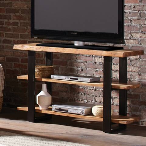 Alpine Natural Live Edge 48" Wood and Metal Sofa/TV Console Table
