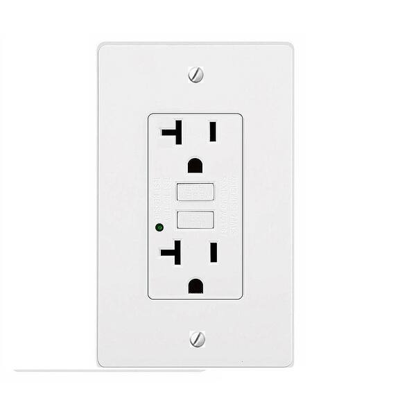 Shop White Gfci 20a 125v Tamper Resistant Outlet 20 Amp Grounded Electrical Receptacle Wall Plate Screws Included 1 Pack Overstock 28435941