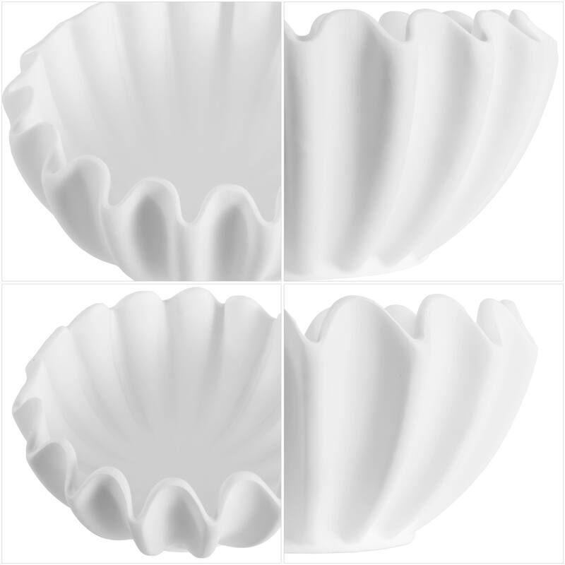 SAFAVIEH Home Leni, Resin, Ruffle Bowl (Set of 2) - 12"W x 12"D x 6"H