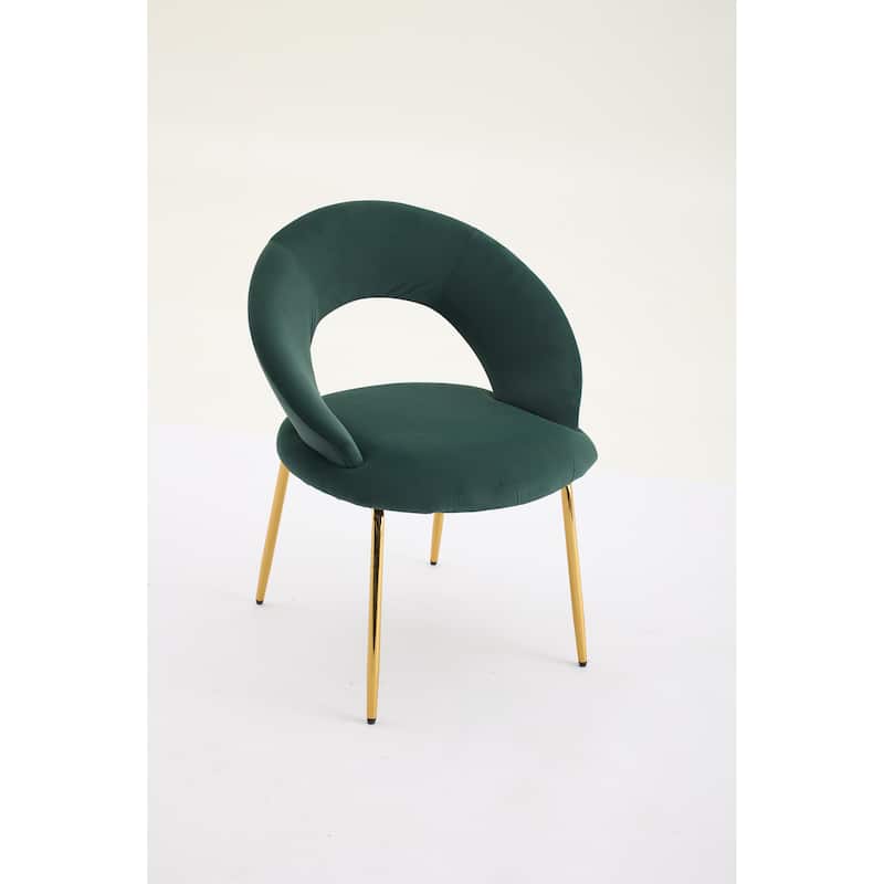 Velvet Dining Chairs with Curved Backrest and Metal Legs, kitchen Chair with Adjustable Foot Nails for Dining Room
