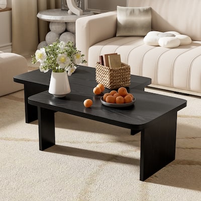 Modern Minimalist Coffee Table Set, Rectangle Coffee Table with Splicing Design, Multifunctional Combination Table for L