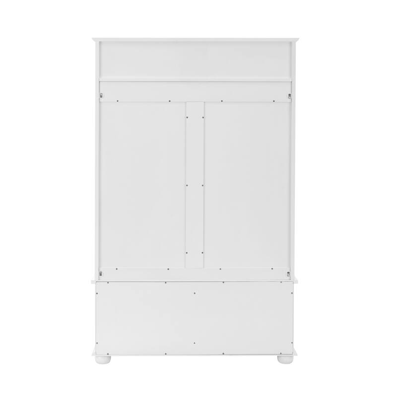 Hall Tree Entryway Bench with Open Shelves and Shoe Cabinets