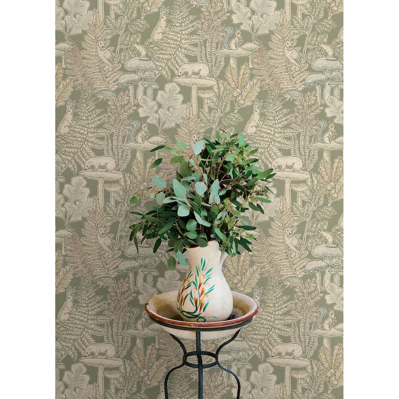 Chesapeake Holt Sage Woodland Wallpaper