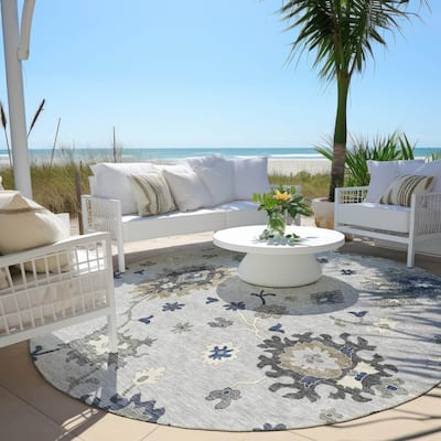Machine Washable Indoor/ Outdoor Chantille Kashan Traditonal Rug