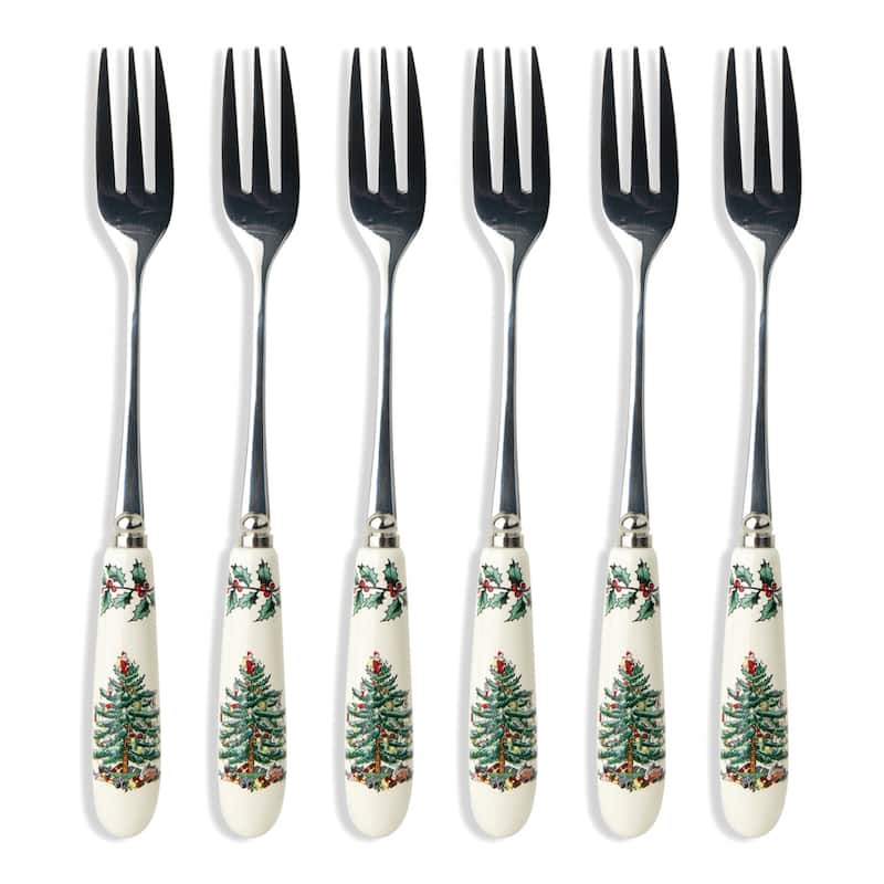 Spode Christmas Tree Set of 6 Pastry Forks - Multicolored - Service for 6