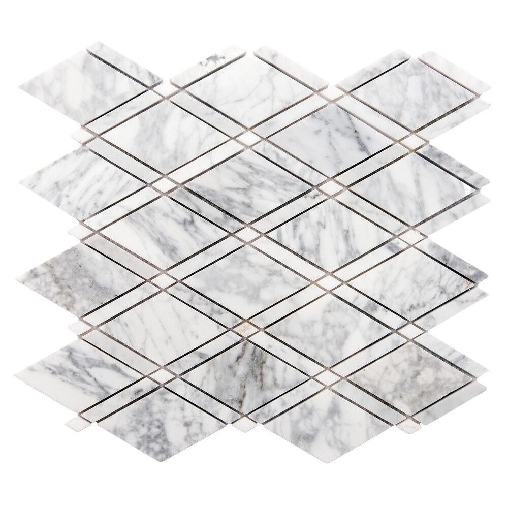 flyout slide 1 of 3, The Tile Life Santorini Diamante Marble Mosaic Tile