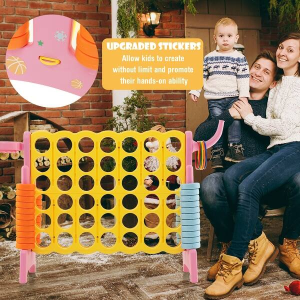 slide 2 of 16, 4-in-a-Row Connect Game with Basketball Hoop and Toss Ring - 47" x 13" x 31" (L x W x H)