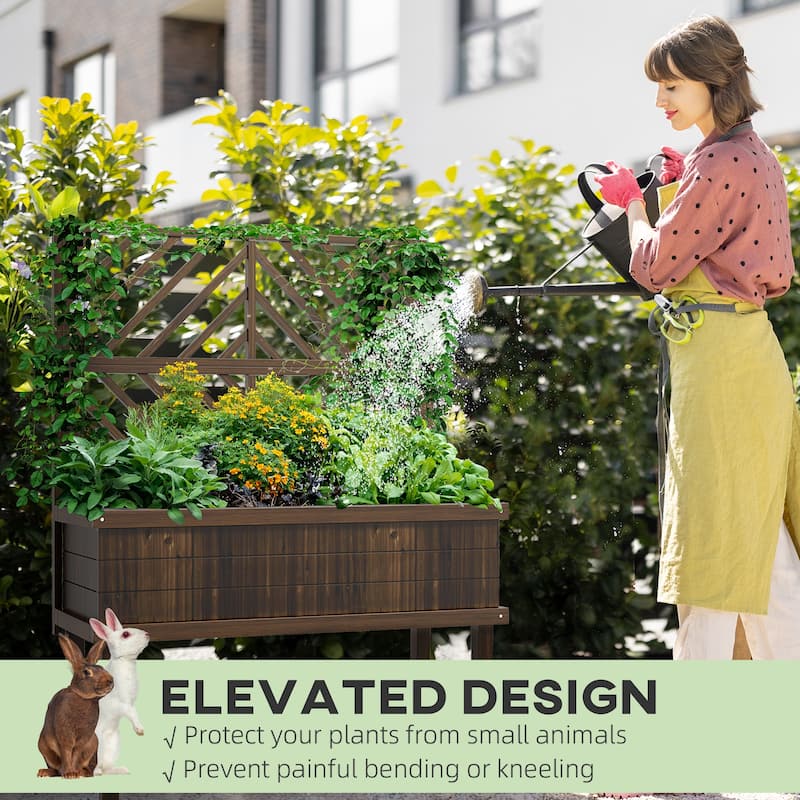 Outsunny Raised Garden Bed with Trellis for Climbing Plants