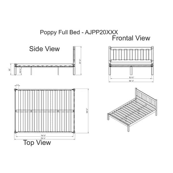 dimension image slide 0 of 4, Poppy Solid Wood Twin or Full Size Bed