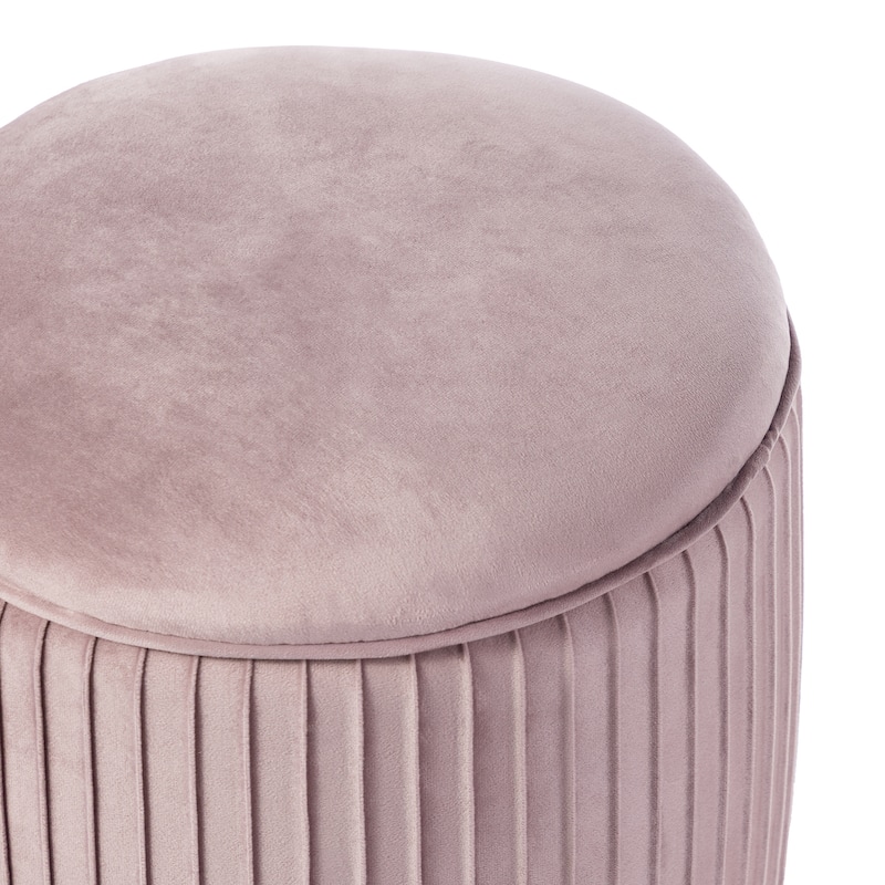 Glitzhome 19"H Velvet Upholstered Storage Ottoman or Accent Stool with Rubberwood Ball Feet