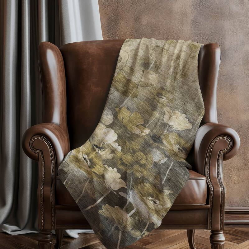 Premium Machine Washable Modern Floral Sherpa Throw Blanket