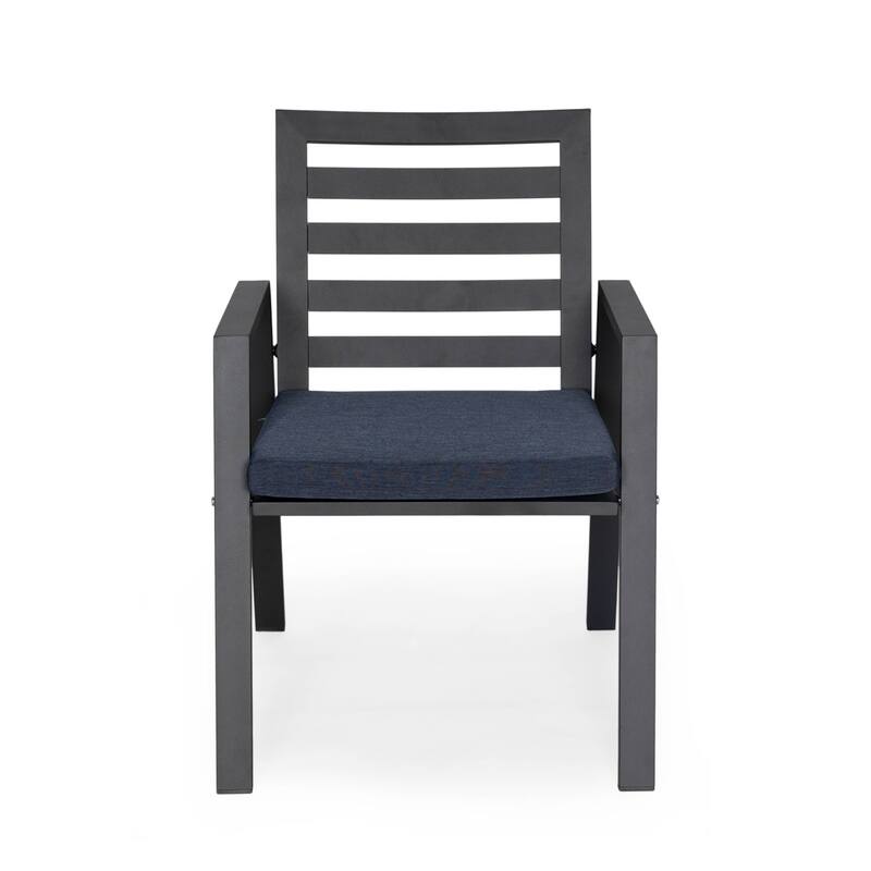 LeisureMod Chelsea Patio Dining Armchair in Aluminum with Cushions Set of 4 - 34.84