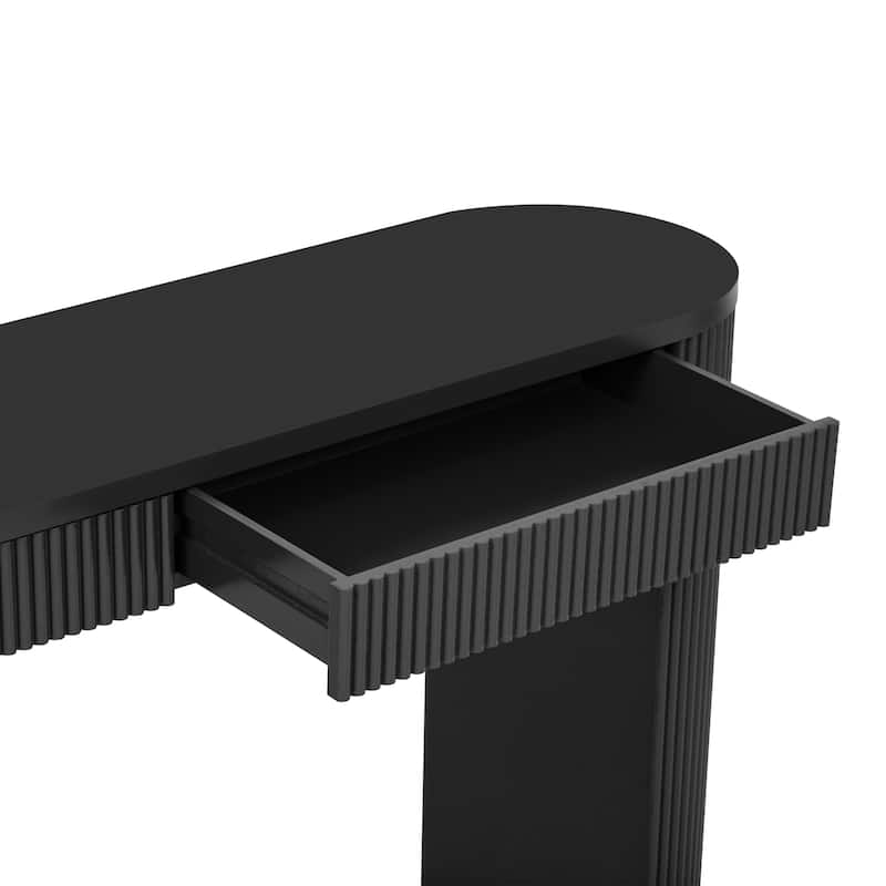 Elegant Console Table with Pine Veneer & Vertical Striped Design – Perfect for Entryway, Hallway, Living Room, Bedroom .