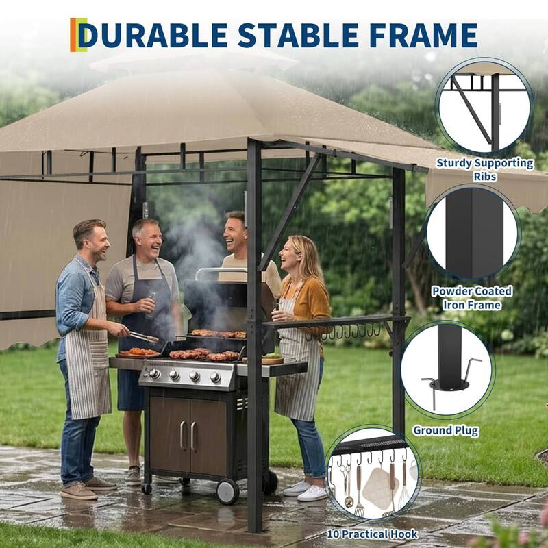 Durable BBQ Grill Gazebo, Weather-Resistant Canopy Shelter for Patio & Backyard - N/A
