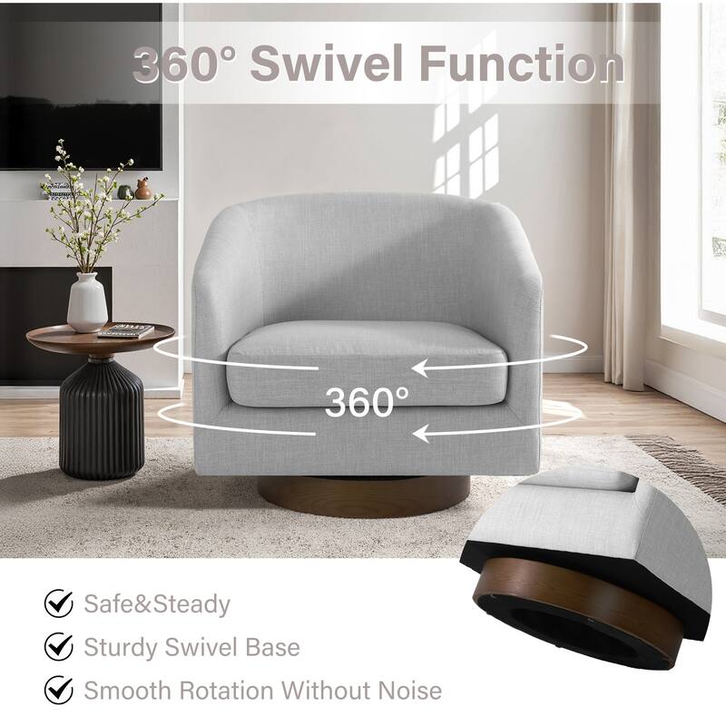 31.1'' W Modern Barrel Swivel Accent Chair