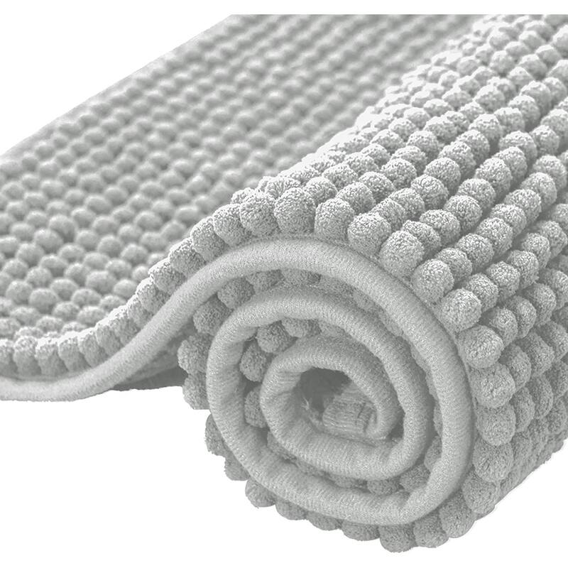 Subrtex Luxury Chenille Bath Rugs Soft Bathroom Mats - 16x24 - Light Gray
