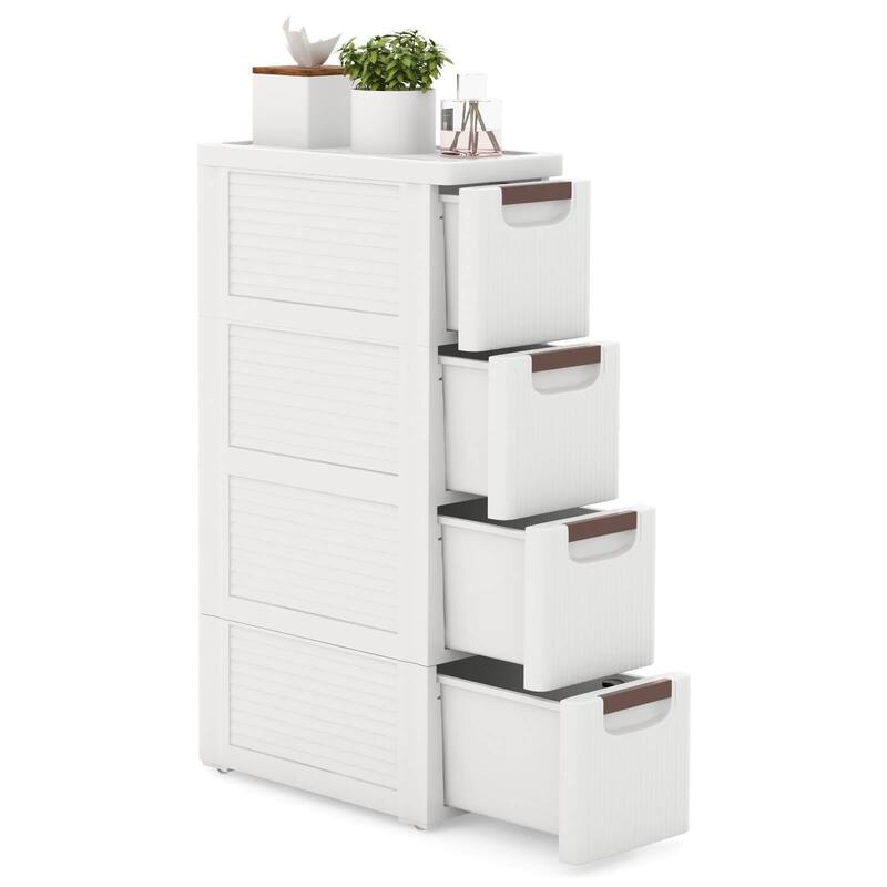 Costway 1/2 PCS 4-Drawer Narrow Rolling Storage Cabinet with Pull - See Details - White-1 PCS