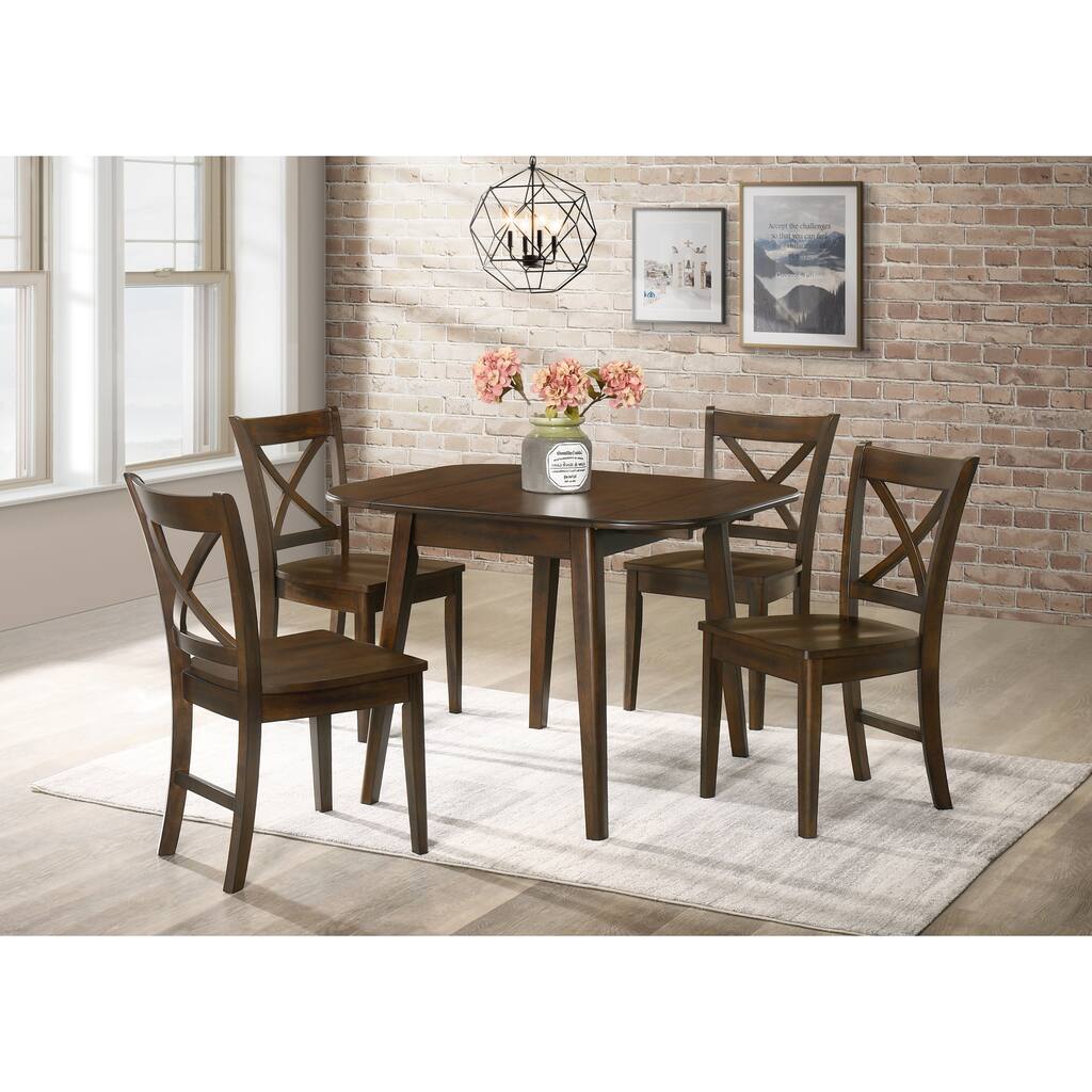 5 Piece Solid Wood Drop Leaf Kitchen & Dining Room Set - Overstock ...