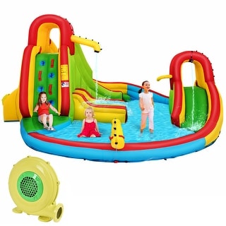 Costway Kids Inflatable Water Slide Bounce Park Splash Pool with Water - See Details