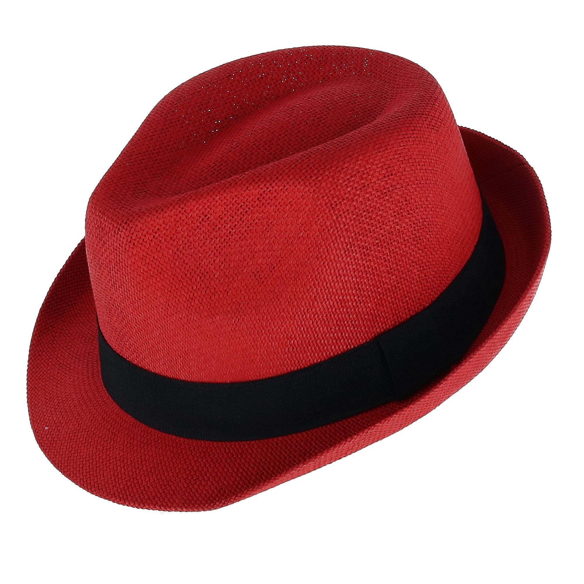 black fedora hat with red band