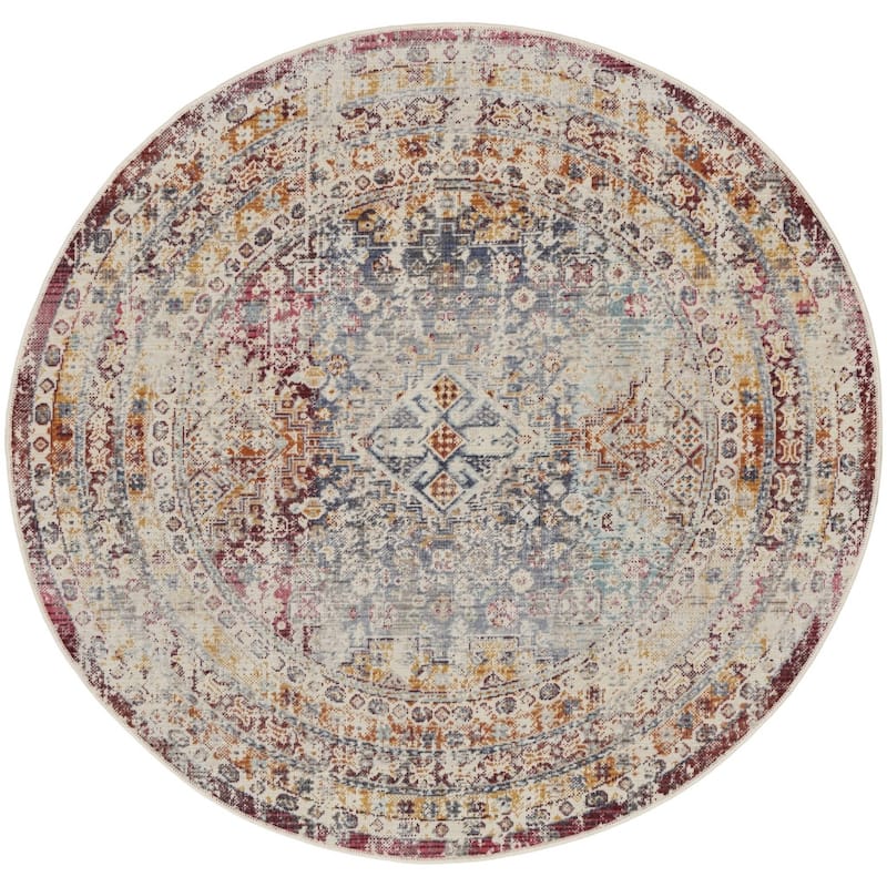 HomeRootsGeometric Traditional Round Area Rug - 72' X '72' X '0.5