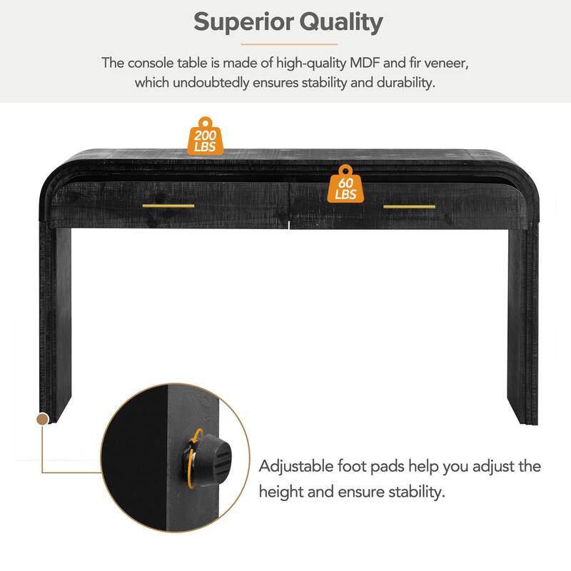 Elegant Curved Console Table for Entryway and Living Room, MDF Fir Veneer Design