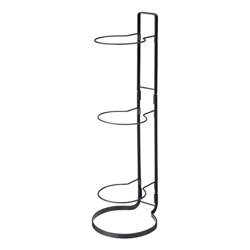 Yamazaki Home Sports Ball Stand, Steel, Holds 6.6 lbs - L 10.04 x W 8.07 x H 25.59 inches - L 10.04 x W 8.07 x H  25.59 inches - Black