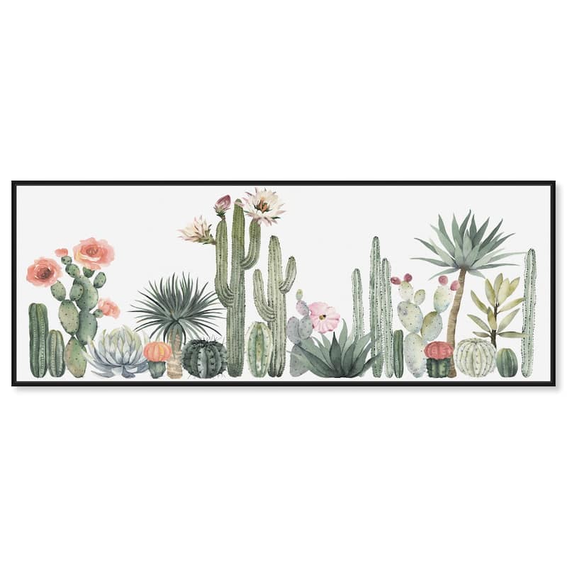 Cactus Desert Shade Panoramic Canvas by Art Remedy - Black - 54" x 20"