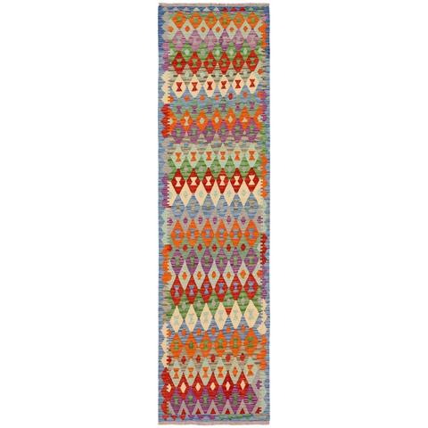 Turkish Bohemian Walker Hand-Woven Kilim Runner - 2'11'' x 9'9'' - 2'11'' x 9'9''