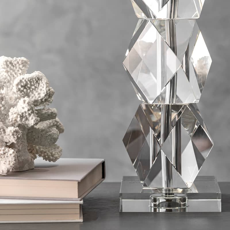 Nuloom 27" Crystal on the Rocks Faux Silk Shade Table Lamp - 15"W x 15"D x 27"H