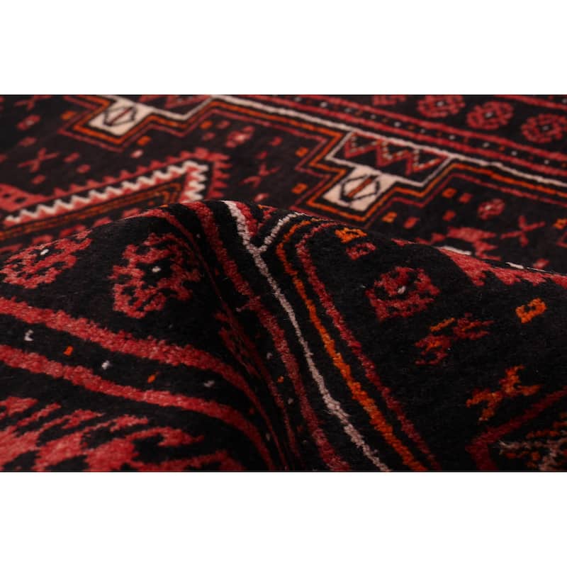 ECARPETGALLERY Hand-knotted Royal Baluch Black, Red Wool Rug - 3'2 x 6'5