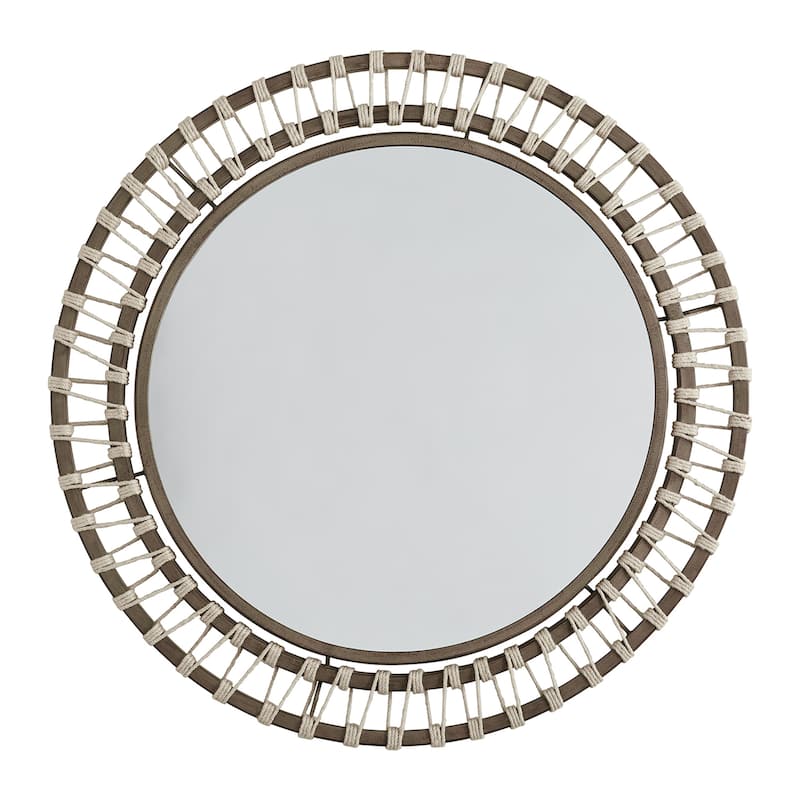 34.5" Brown Wash/ Natural Jute Decorative Mirror
