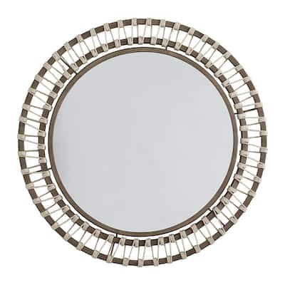 34.5" Brown Wash/ Natural Jute Decorative Mirror