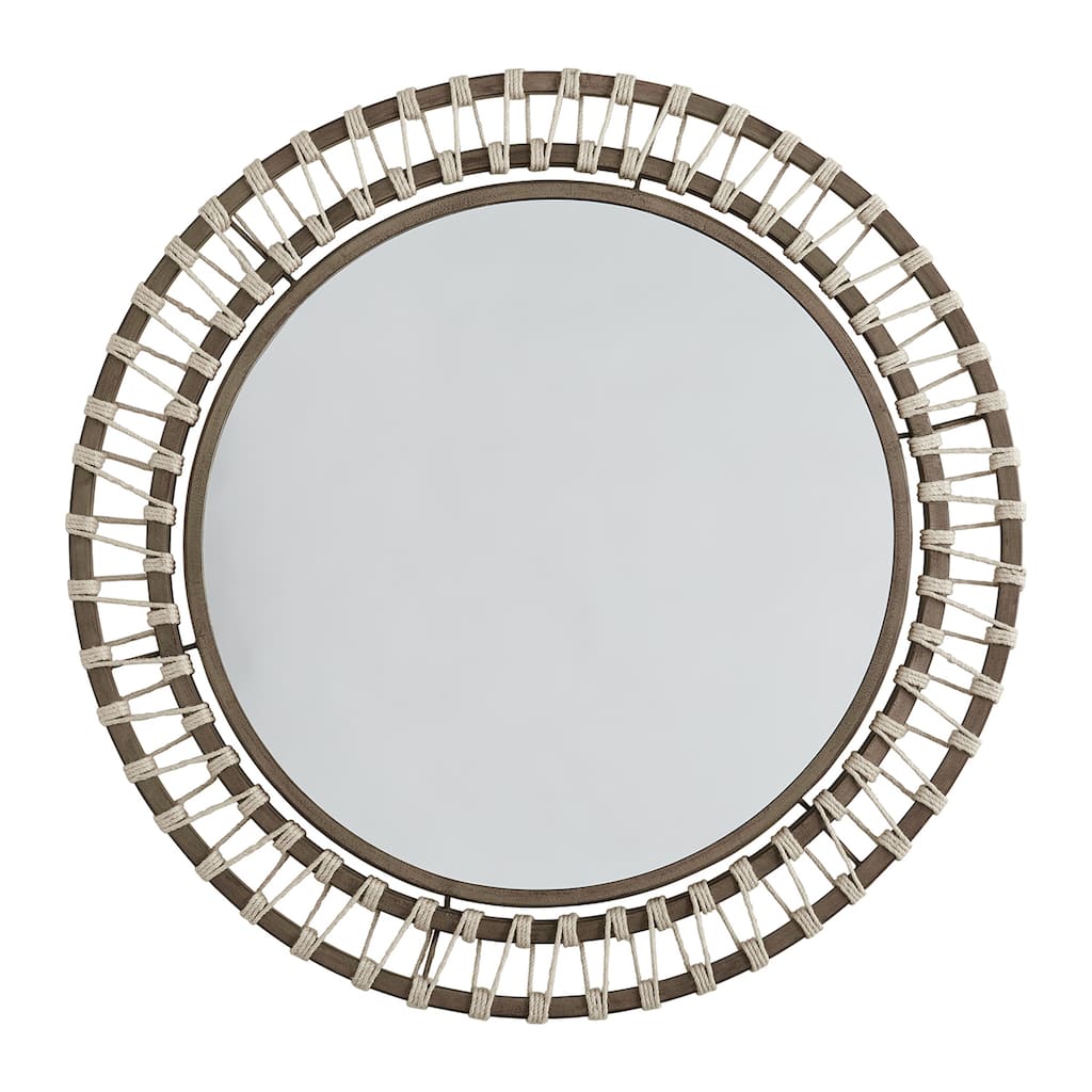 34.5" Brown Wash/ Natural Jute Decorative Mirror