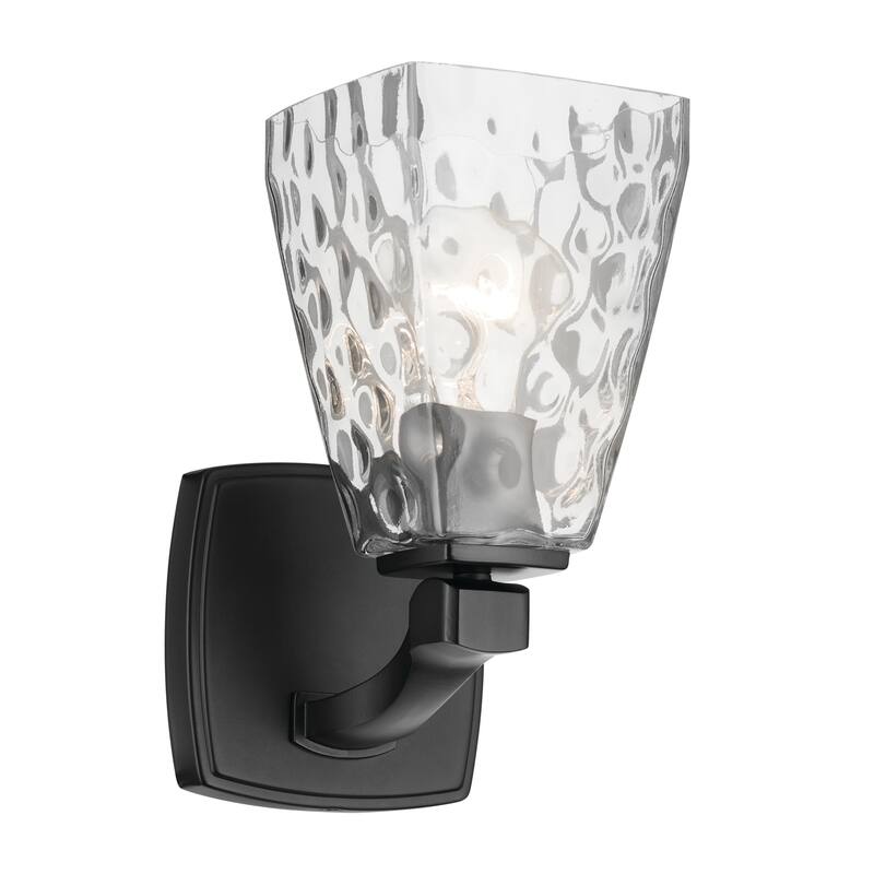 Kichler Lighting Marant 9.5" 1-Light Wall Sconce with Clear Water Glass in Black