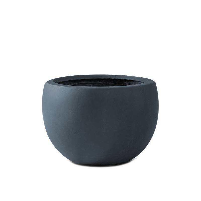 Kante 8 in. H Concrete and Fiberglass Round Bowl Planter, Outdoor Indoor Large Planters Pots with Drainage Hole