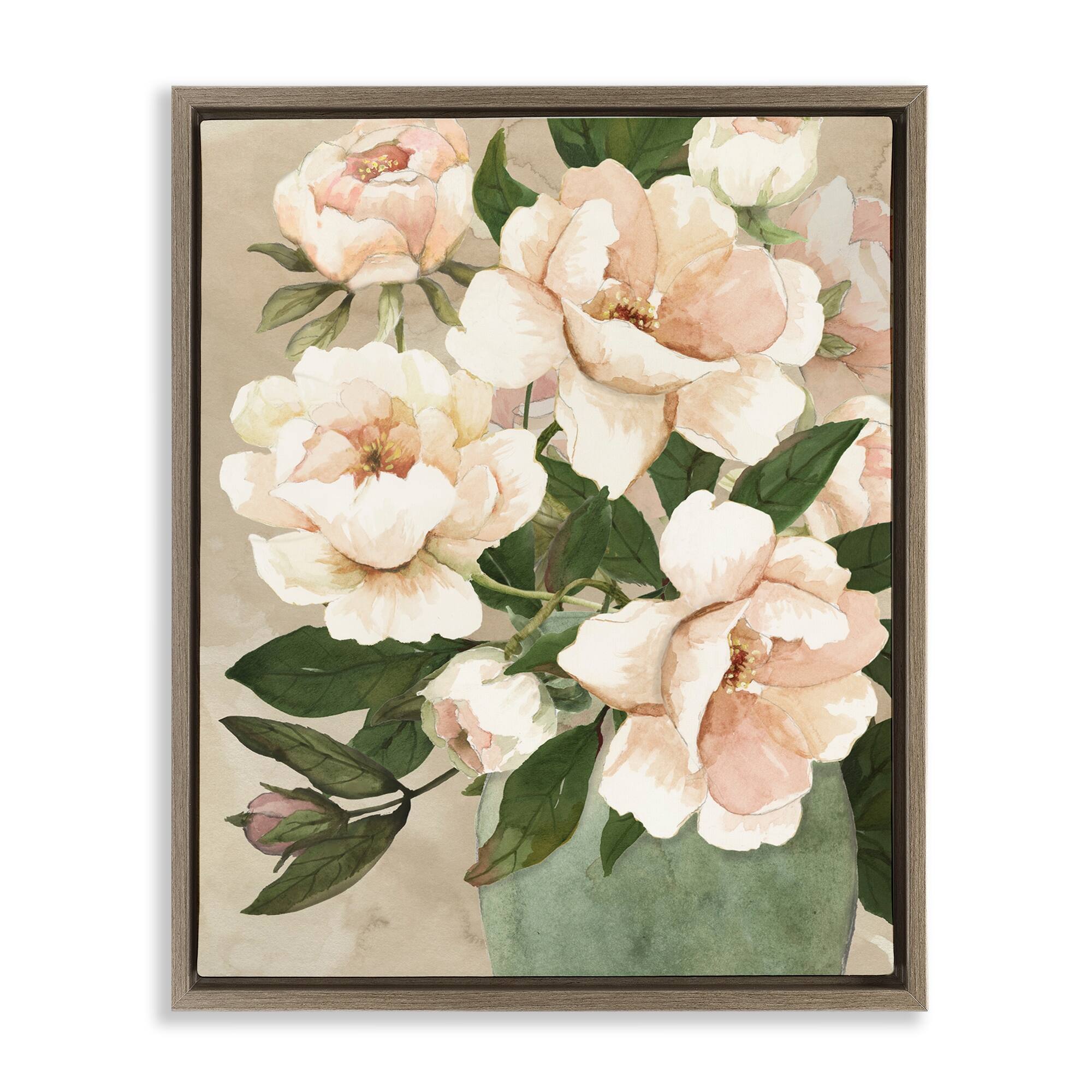 Stupell Blush Roses Bouquet Framed Floater Canvas Wall Art Design By Nan