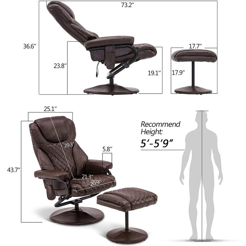 MCombo Faux Leather Swivel Massage Recliner with ottoman