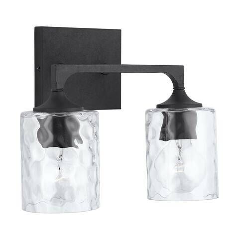 Clint 2-light Black Iron Bath/ Vanity Fixture w/ Clear Water Glass
