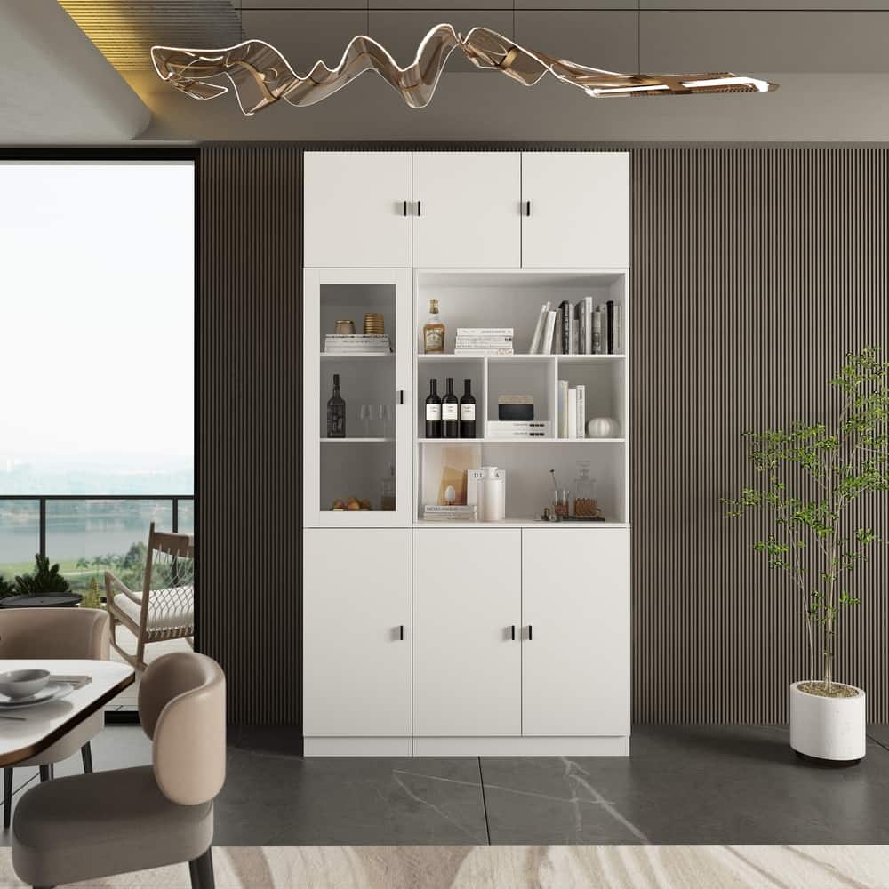 Timechee Combined Bookcase Kitchen Cabinet Display Cabinet Pantry