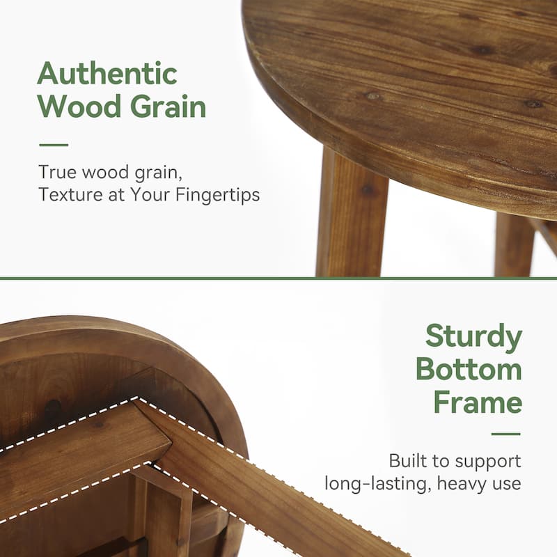 31.5-Inch Round Dining Table, Solid Wood Farmhouse Kitchen Table - N/A