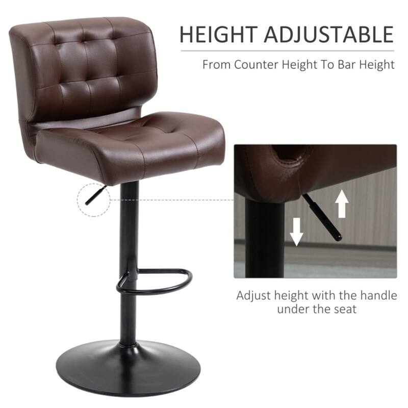 2-Pack Counter to Bar Height Swivel Stools with Tufted Cushion and Metal Base for Comfortable Seating