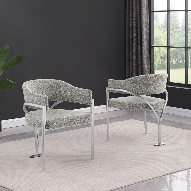 Best Quality Furniture Matte Brushed Chrome Dining Chairs (Set of 2) - N/A