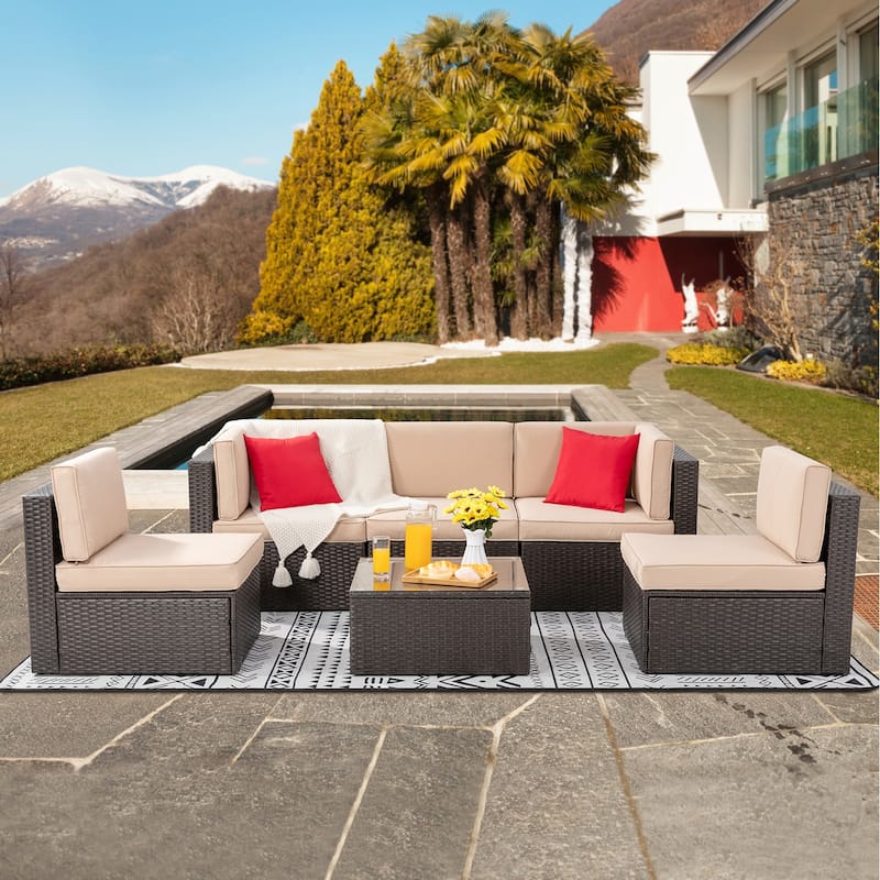 Futzca 6 Piece Small Patio Furniture Sets - Beige