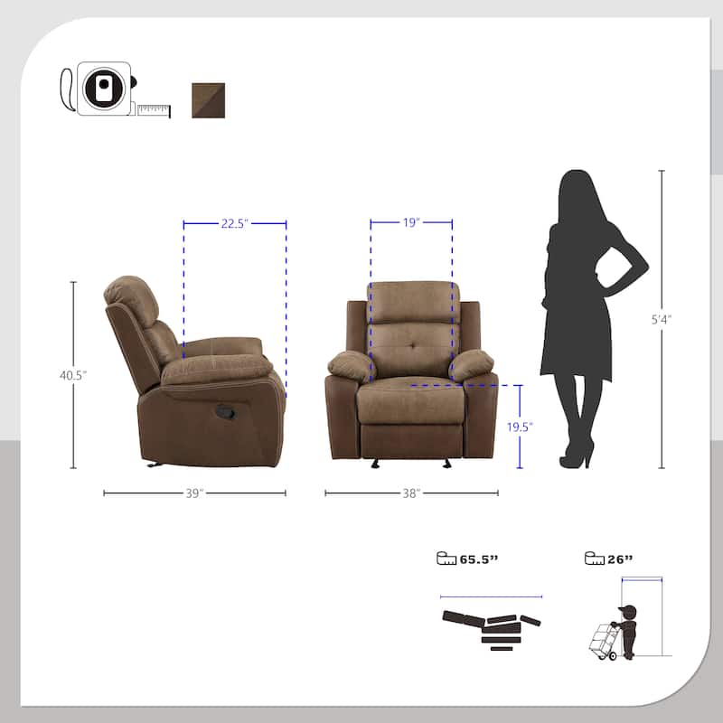 Jonnie 3-Piece Manual Reclining Living Room Sofa Set