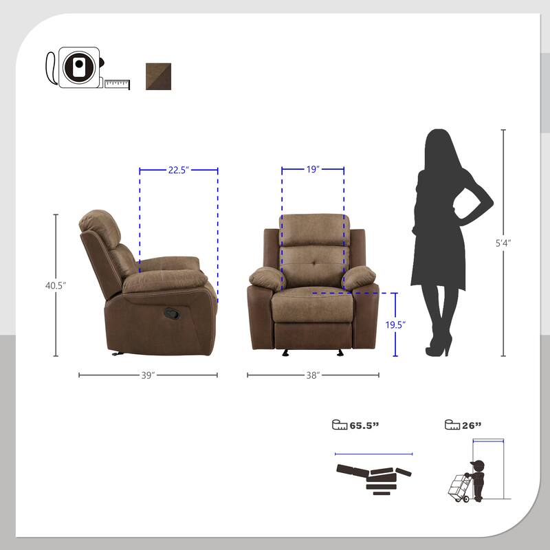 Jonnie Polished Microfiber Glider Reclining Chair